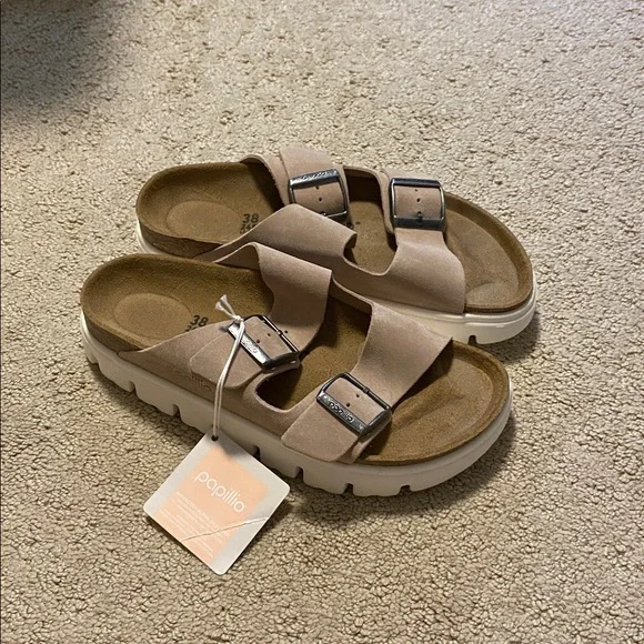 NWT Papillio by Birkenstock Women’s Arizona Chunky Platform Sandal in Warm Sand - Picture 3 of 8
